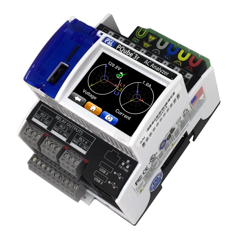 POWERSIDE PQube3r analizator mocy i JEE klasa A z czterema sterującymi wyjściami przekaźnikowymi